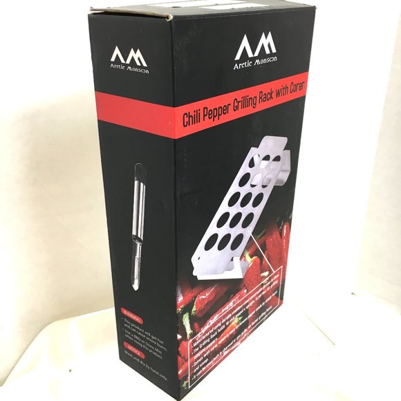 BBQ Chili Pepper Rack Grill Roasting  Arctic Monsoon  with corer NWT - Picture 8 of 10